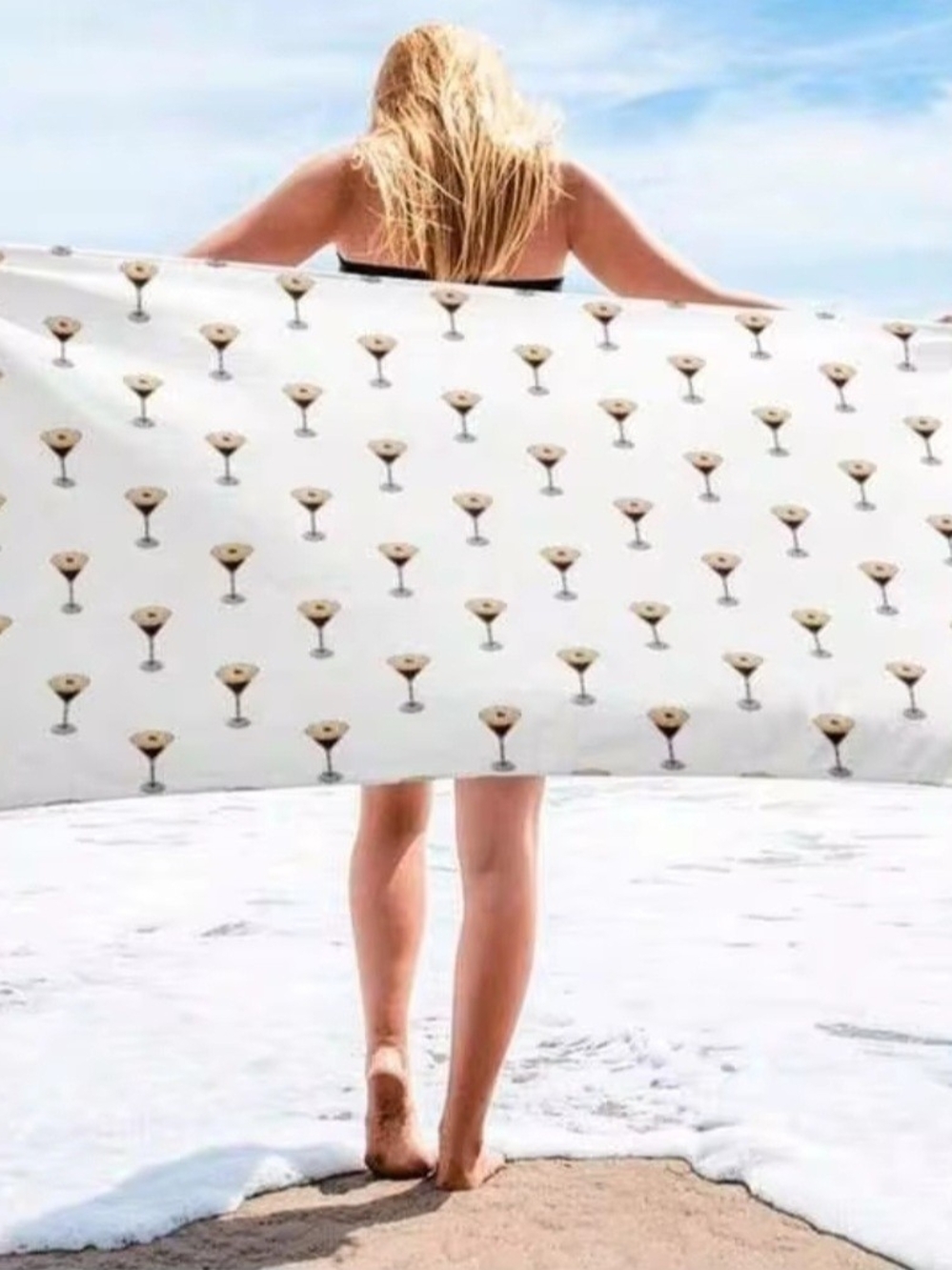 New Cocktail Print Beach Towel - Expresso matini glass Motif 29 X 58